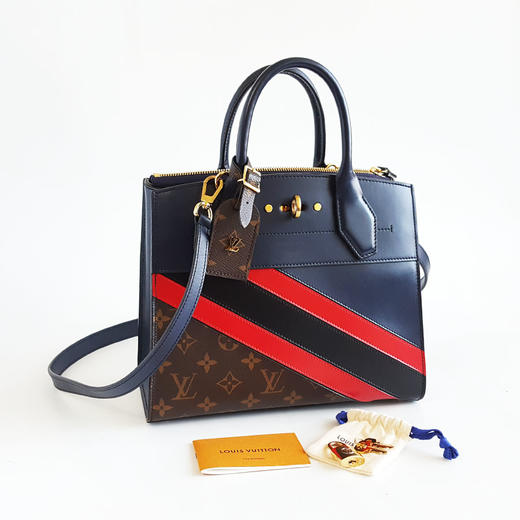 【95新】LV路易威登M55434老花拼蓝色city steamer手提单肩包女士060426NJS03 商品图1