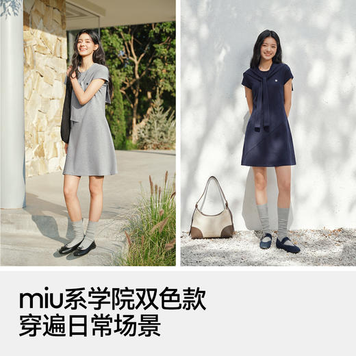 商场同款|森马连衣裙女夏披肩正肩短袖圆领分割刺绣2026新款短裙 商品图4