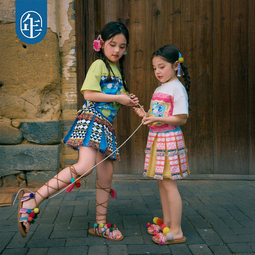 年衣童装儿童半身裙女童2026年新款民族风中大童高腰A字裙子短裙 商品图1