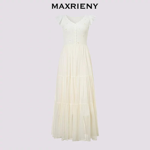 玛克门店发货：MAXRIENY散摆连衣裙甜美长裙小白裙货号：MC86DR026 商品图4