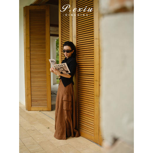 PanYiXiu/潘依绣100%羊毛气质时髦修身收腰显瘦POLO领短袖 W-63860 商品图1