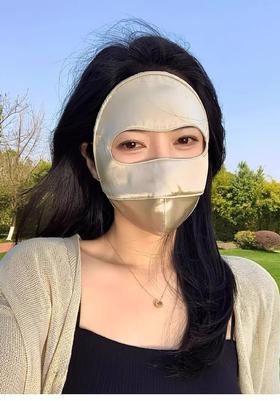奢养真丝~100%桑蚕丝真丝全脸防晒遮阳面罩 脸基尼户外开车防紫外线脸罩