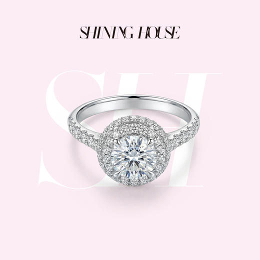 ShiningHouse[培育] 18k金钻石戒指 圆钻形1克拉钻人工真钻人造钻石K金戒指豪华钻石戒指悦己送礼臻选【此商品不支持7天无理由退货退款】预计3日发货 商品图0