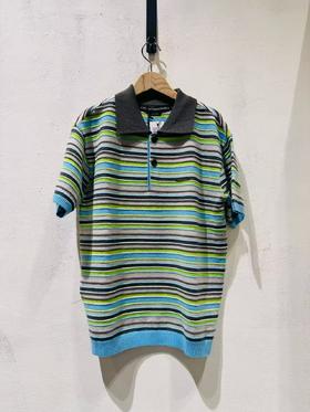 中性款条纹针织短袖polo衫lv