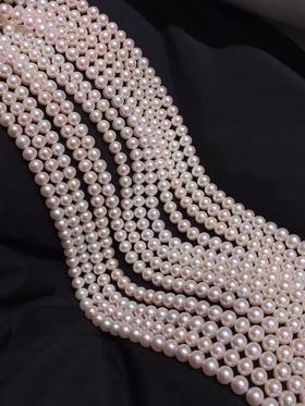 1.极光无核淡水珍珠项链 高品 珠光超亮 可聘美AKOYA[哇][哇]7-8.5mm 约43cm