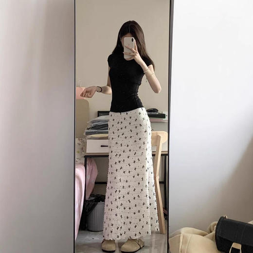 【高腰A字显瘦、包臀修身剪裁】法式蝴蝶结碎花鱼尾半身裙女2025新款秋季高腰a字中长款包臀裙子.TA 商品图3