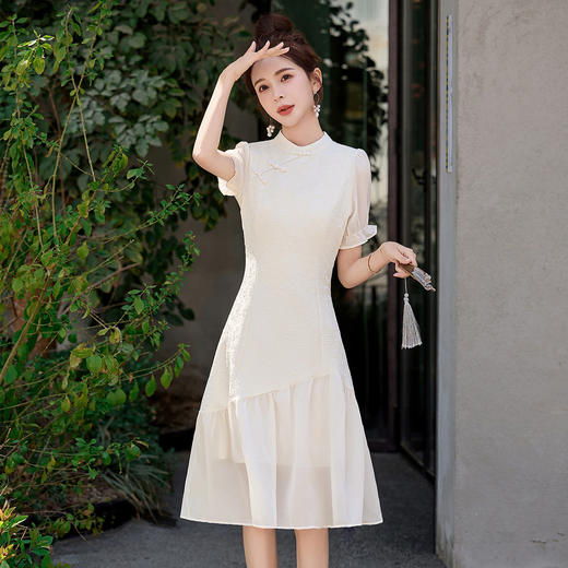 「自」全新升级【铂金会员257/天猫339/差价82】(04735)洛诗琳新中式盘扣连衣裙2026新款气质收腰国风改良旗袍裙 商品图3