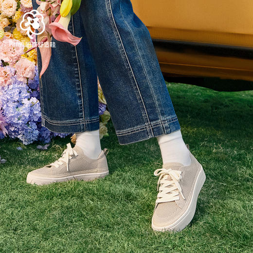 Pansy盼喜女鞋一脚蹬轻便舒适透气飞织渔夫板鞋春季新款 商品图2