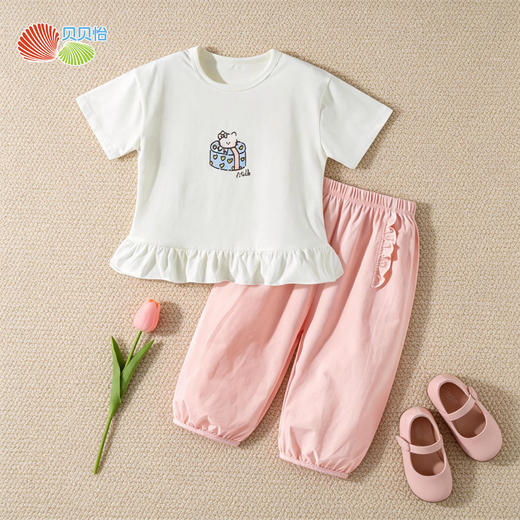 贝贝怡夏款女童短袖套装 商品图3