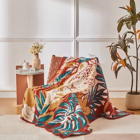 绎生活 热带花园-豹 半边绒毯 | 柔软舒适、融合热带花园与豹纹元素、为家居增添野性与自然气息