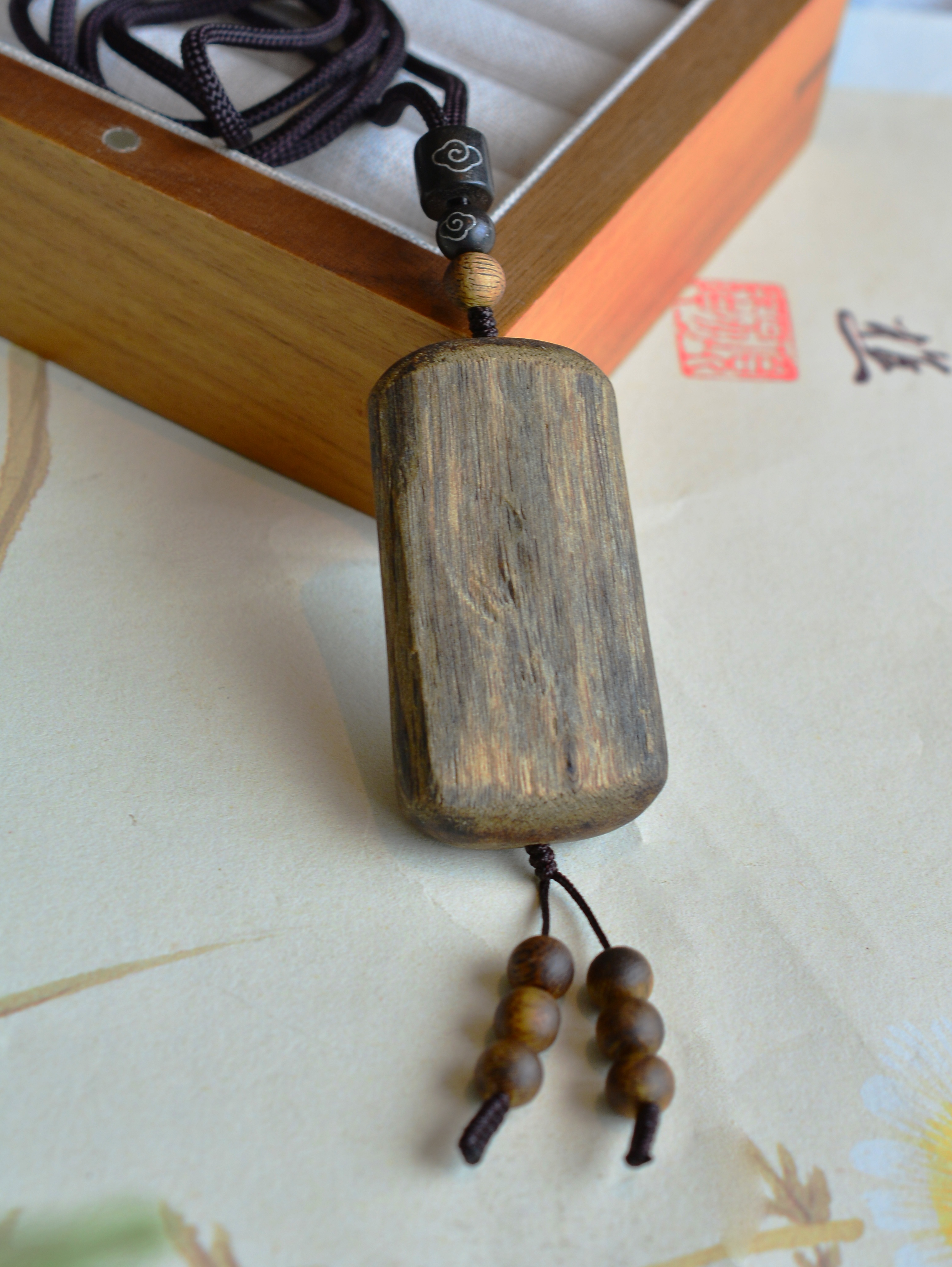 【平安无事牌吊坠】 乌身圆叶沉香 天然沉香