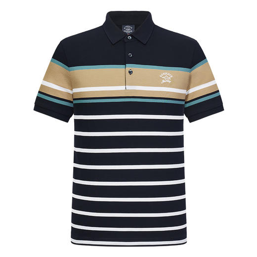 【莱赛尔】德鲨夏季新款短袖翻领t恤男条纹撞色休闲POLO衫 商品图3