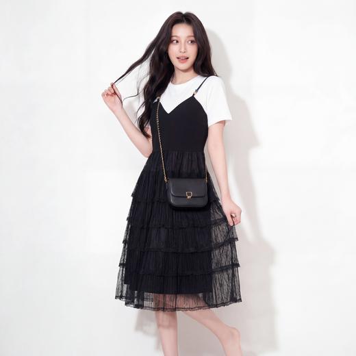 奢姿大码女装2026夏季假两件拼接蛋糕连衣裙胖妹妹时尚简约裙子9962854780 商品图3