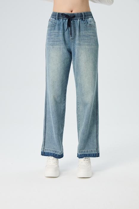 【爆款】水淼2026春新款显瘦时尚浅色牛仔裤1635 商品图0