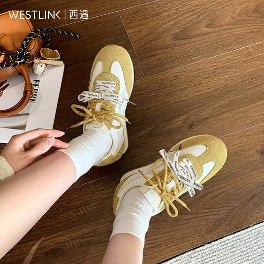西遇德训鞋女2026新款春季透气软底百搭阿甘鞋子运动平底休闲板鞋V0566357 商品图1