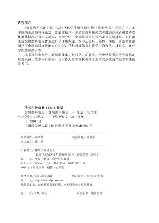 先进电化学能源存储与转化技术丛书--金属燃料电池 商品图5