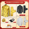 男士寿衣单彩唐装-金色寿团薄款6件套寿衣寿服套装 商品缩略图1