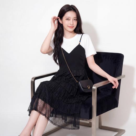 奢姿大码女装2026夏季假两件拼接蛋糕连衣裙胖妹妹时尚简约裙子9962854780 商品图2