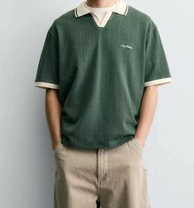 新款夏季男士翻领刺绣短袖文化衫休闲T恤夏季logo