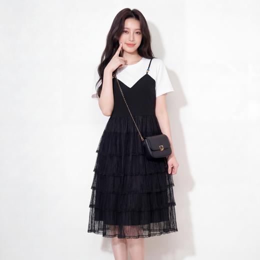 奢姿大码女装2026夏季假两件拼接蛋糕连衣裙胖妹妹时尚简约裙子9962854780 商品图4