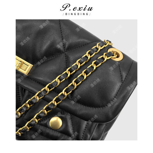 04-5潘依绣丁丁宠粉头层绵羊皮小香风链条菱格包单肩斜挎包BL5935 商品图3