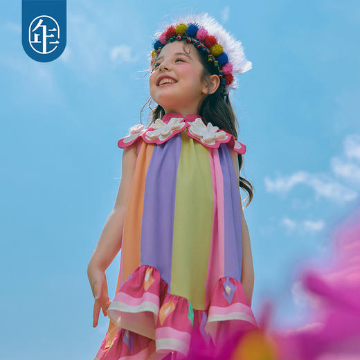 年衣童装儿童连衣裙女童夏季新款民族风公主女孩云肩A字裙子长裙 商品图2