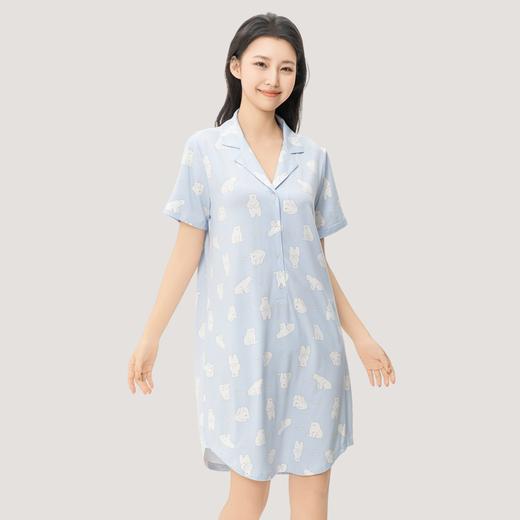 绎生活 女士印花翻领睡裙 | 面料亲肤柔软、软糯舒适、版型宽松、宅家更舒适 商品图2