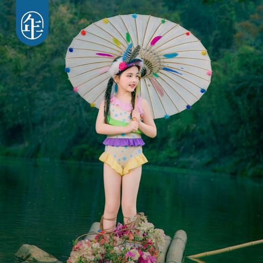 年衣童装儿童连体泳衣女童夏季新款吊带波点甜美花边女孩吊带泳装 商品图1