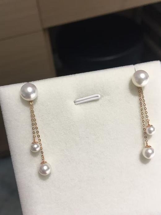 11.新品❤️ 一款两戴
18K金AKOYA珍珠耳线，4/6/8mm，圆，微瑕，珠光很亮，性价比高 商品图0