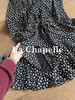 专柜实拍【法式波点茶歇】拉夏贝尔/La Chapelle复古性感V领木耳边气质显瘦系带波点长袖荷叶边短裙 商品缩略图10