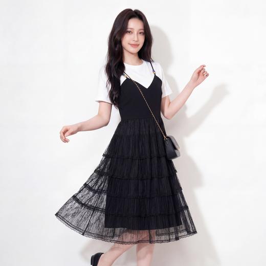 奢姿大码女装2026夏季假两件拼接蛋糕连衣裙胖妹妹时尚简约裙子9962854780 商品图1