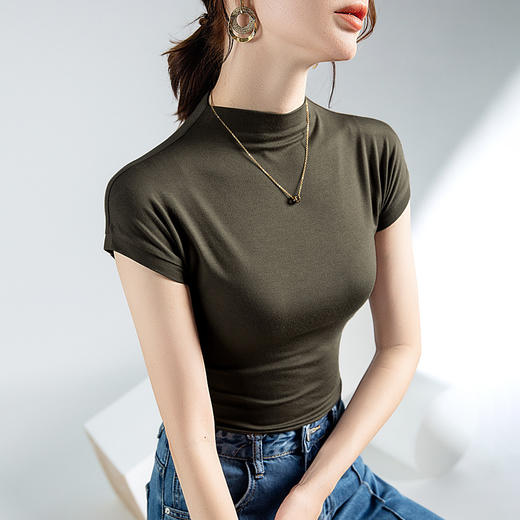 坎袖上衣内搭打底衫小高领气质盖袖小衫 商品图3