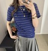 人手款  贸易公司    经典miu条纹短袖T恤   宽松版型  男女同款  条纹短袖TEE 商品缩略图0