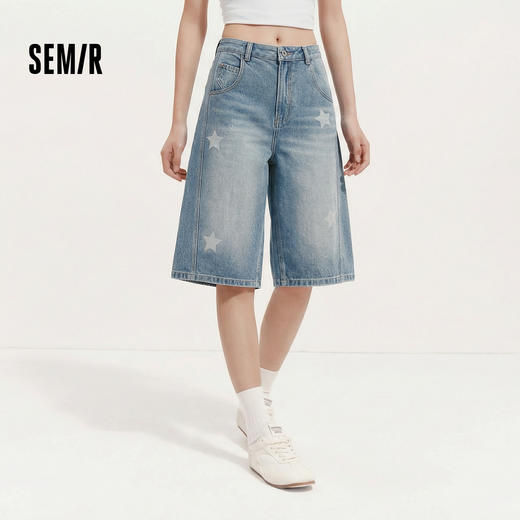 森柔|商场同款森马牛仔裤女夏季分割做旧宽松2026新款潮酷六分裤 商品图1
