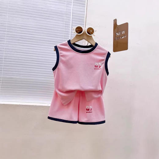 【耐磨抗皱！透气排汗】华夫格儿童运动套装夏季无袖背心运动篮球服男女童透气两件套。xb 商品图2