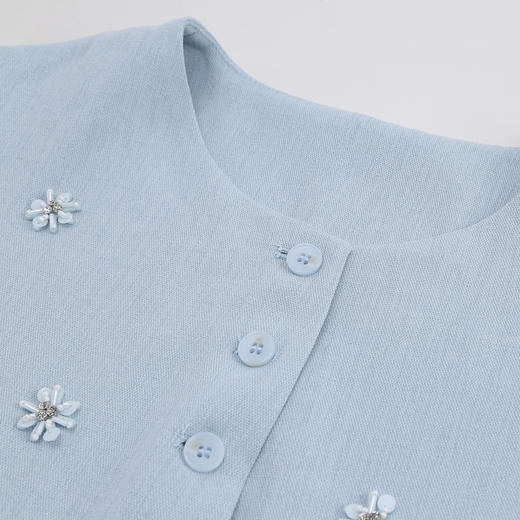 RF403斯尔丽26新款老钱亚麻手工钉珠无袖马甲搭阔腿裤套装 商品图5