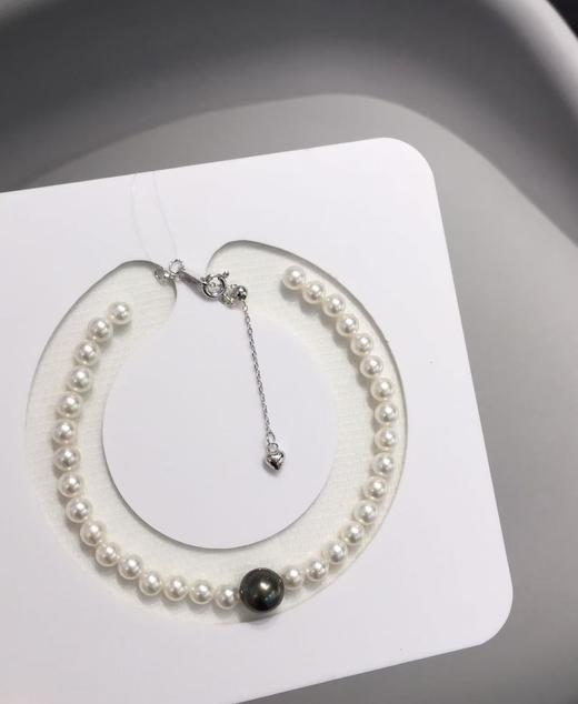 21.夏日手腕跳跃的温柔～
4-4.5mm/8-9mm海水珍珠手链 圆 小瑕 珠光超亮 约17+4cm S925银扣子 商品图4