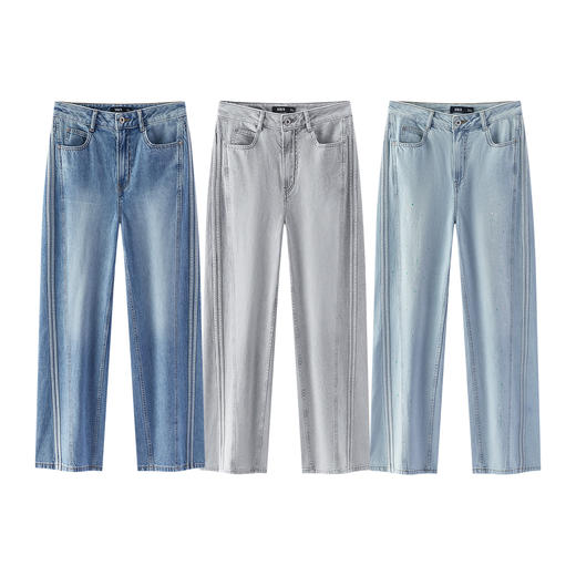 森柔|商场同款森马牛仔裤女夏季纯棉阔腿裤2026新款潮酷显瘦长裤 商品图4