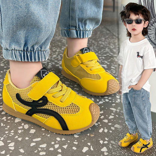 小黄鸭新款儿童运动鞋夏季时尚镂空大网男童阿甘女童休闲童鞋21-39 商品图2