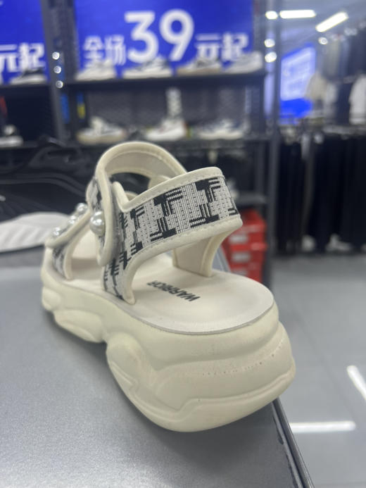 XY｜回力露趾厚底轻便舒适魔术贴珍珠休闲凉鞋女075601 商品图2