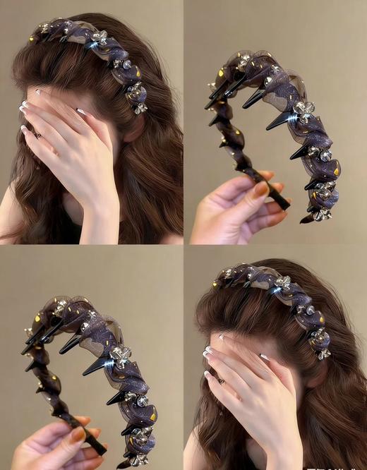 轻奢礼盒装！带齿欧根纱+水晶发箍   26Y04060- 商品图0