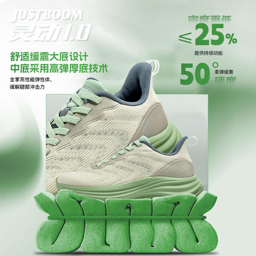 JUSTBOOM嘉适步·灵动1.0缓震跑步鞋 ， H*KA同源代工厂出品，回弹力好呵护双脚 商品图3
