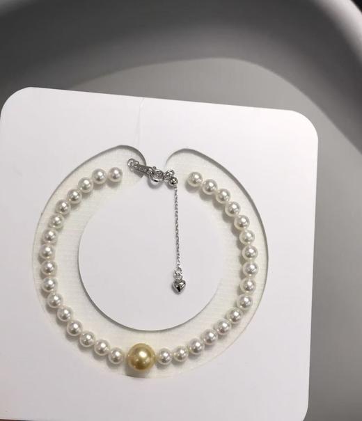 21.夏日手腕跳跃的温柔～
4-4.5mm/8-9mm海水珍珠手链 圆 小瑕 珠光超亮 约17+4cm S925银扣子 商品图3