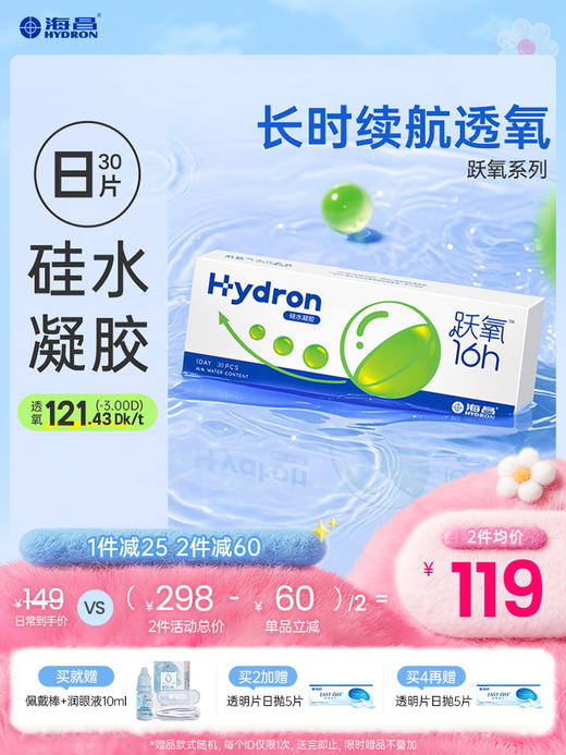 【蓝片】跃氧硅胶日抛30片 商品图0