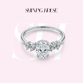 ShiningHouse[培育] 18k金钻石戒指 椭圆形1克拉钻人工真钻人造钻石K金戒指时尚钻石戒指悦己送礼臻选【此商品不支持7天无理由退货退款】预计3日发货