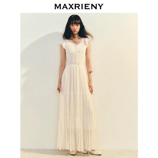玛克门店发货：MAXRIENY散摆连衣裙甜美长裙小白裙货号：MC86DR026 商品图2