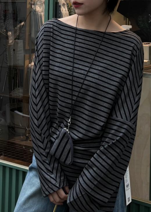 【门店同款】ENJOY春季斜肩条纹长袖T 169265485 商品图2