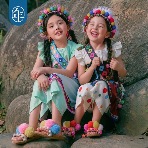 年衣童装儿童套装女童2026年新款夏装民族风女孩背心上衣裙裤套装 商品图0