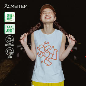 【出游季特惠-春夏新品】ACMEITEM爱棵米户外运动跑步轻量速干印花宽松无袖背心T恤-GAH3160018A
