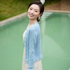 西子/赛里木湖羊毛金葱花边百搭蓝色针织开衫/MSXS0433 商品缩略图4